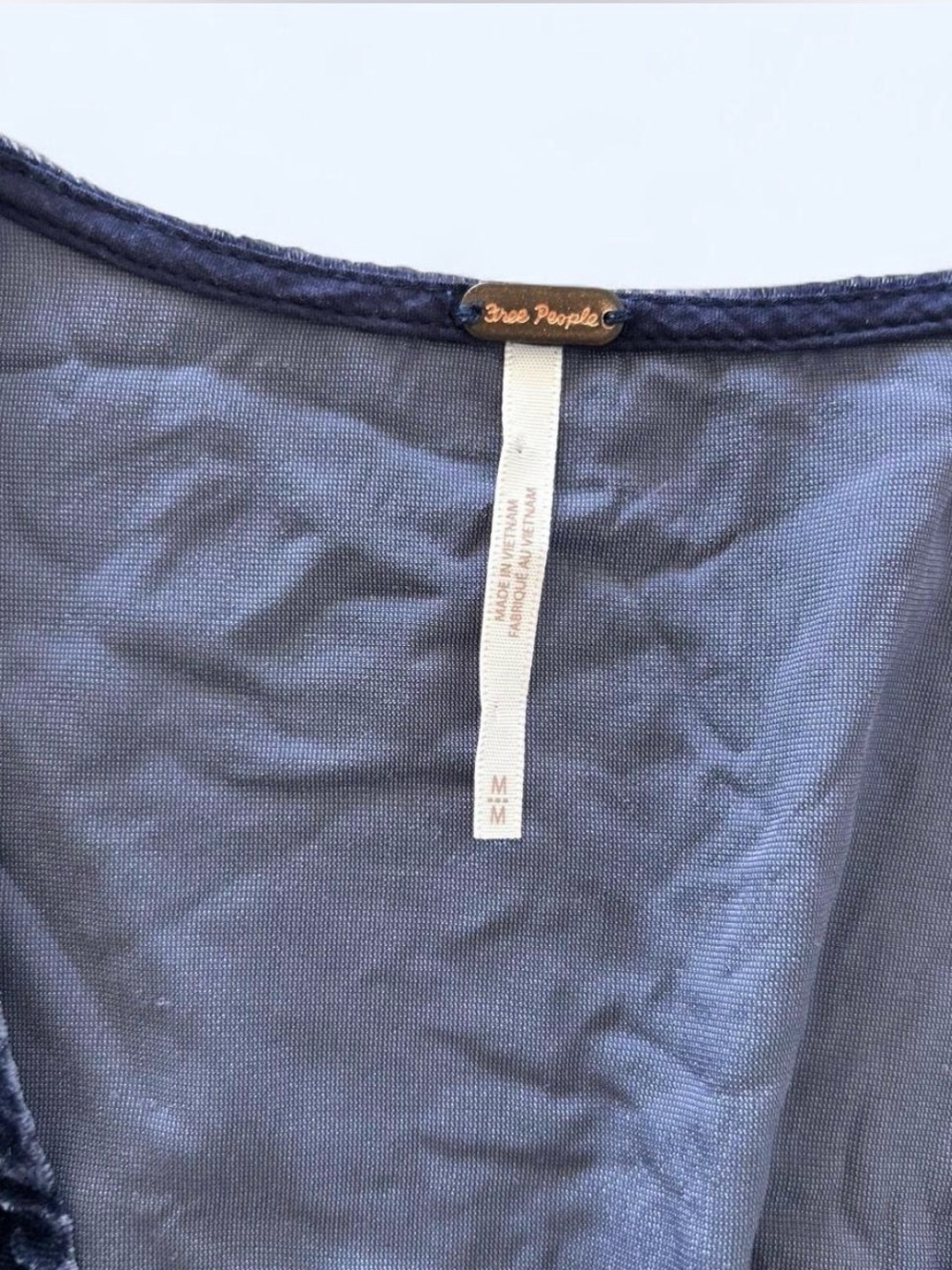 free people navy velvet babydoll mini dress - Picture 6 of 8